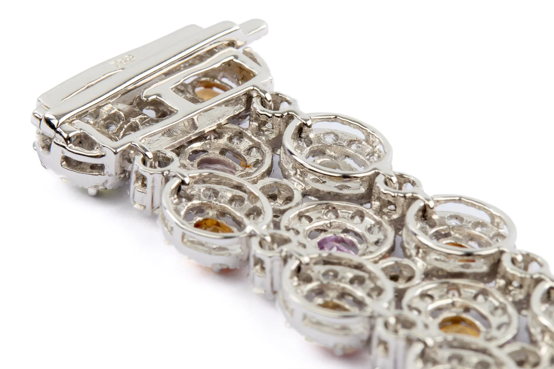 18K WHITE GOLD DIAMOND AND GEMSTONE BRACELET - Image 11