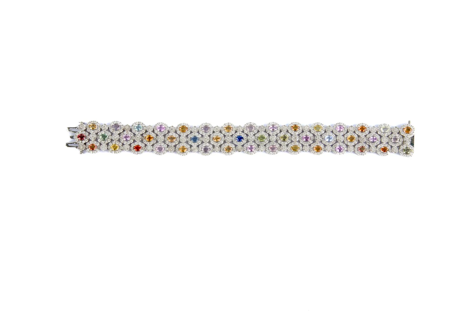 18K WHITE GOLD DIAMOND AND GEMSTONE BRACELET - Image 6