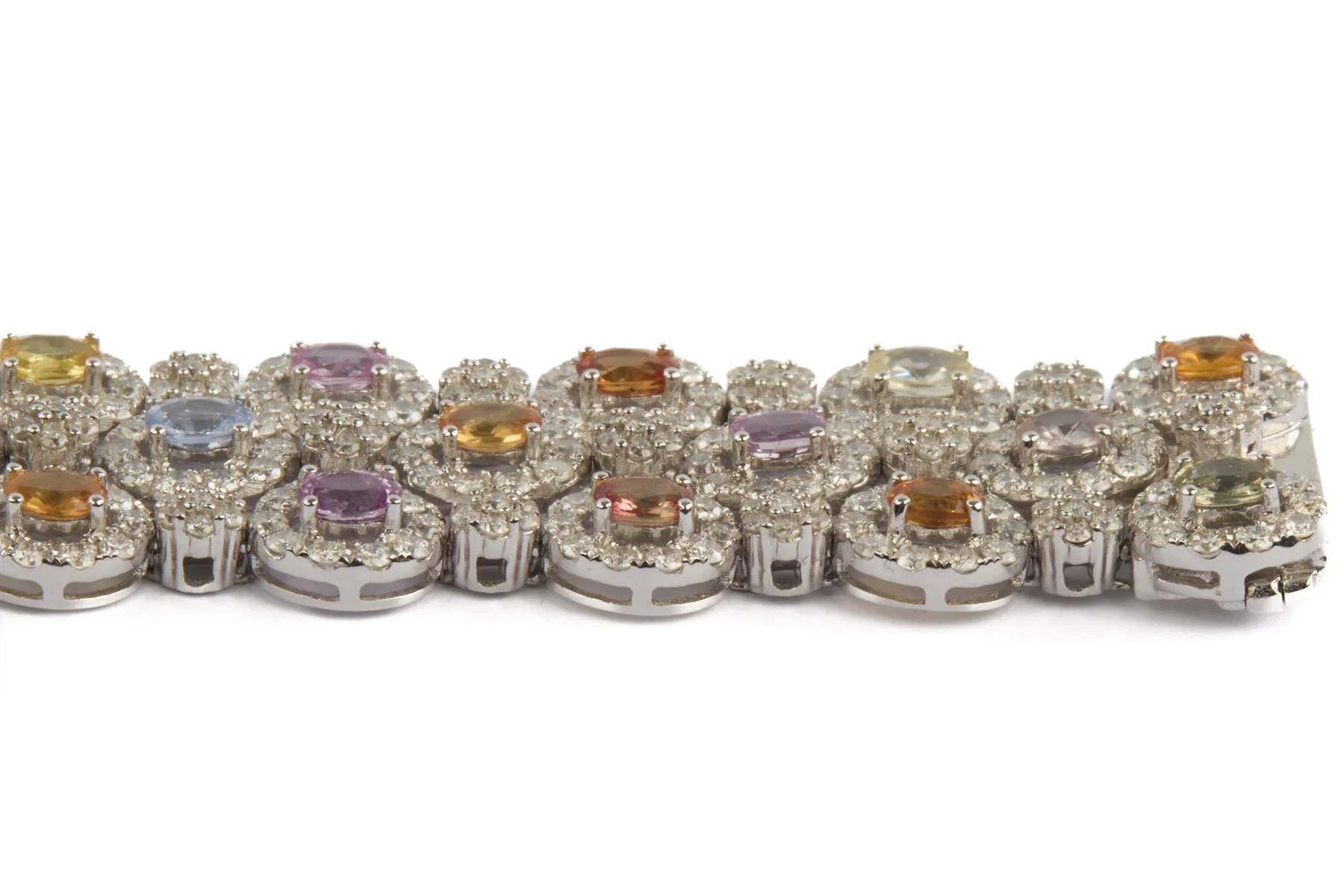 18K WHITE GOLD DIAMOND AND GEMSTONE BRACELET - Image 7