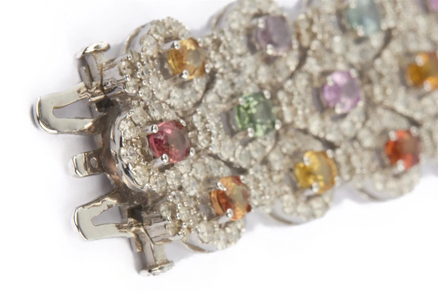 18K WHITE GOLD DIAMOND AND GEMSTONE BRACELET - Image 8