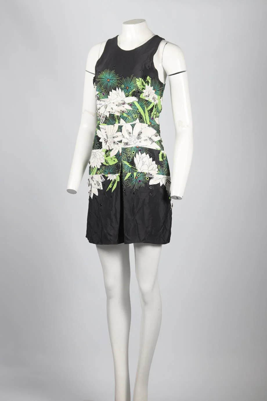 3.1 PHILLIP LIM CRYSTAL AND SILK MINI DRESS US 0 UK 2 - Image 3