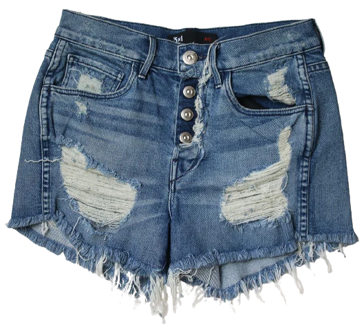 3X1 TWO-TONE DENIM SHORTS IN LIBERTY W24 UK 6 - Image 2