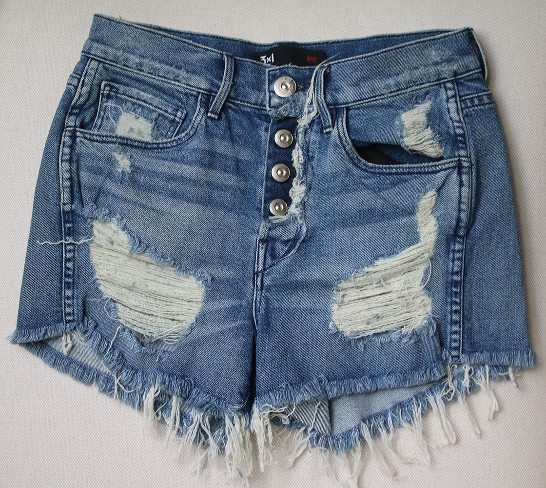 3X1 TWO-TONE DENIM SHORTS IN LIBERTY W24 UK 6 - Image 3