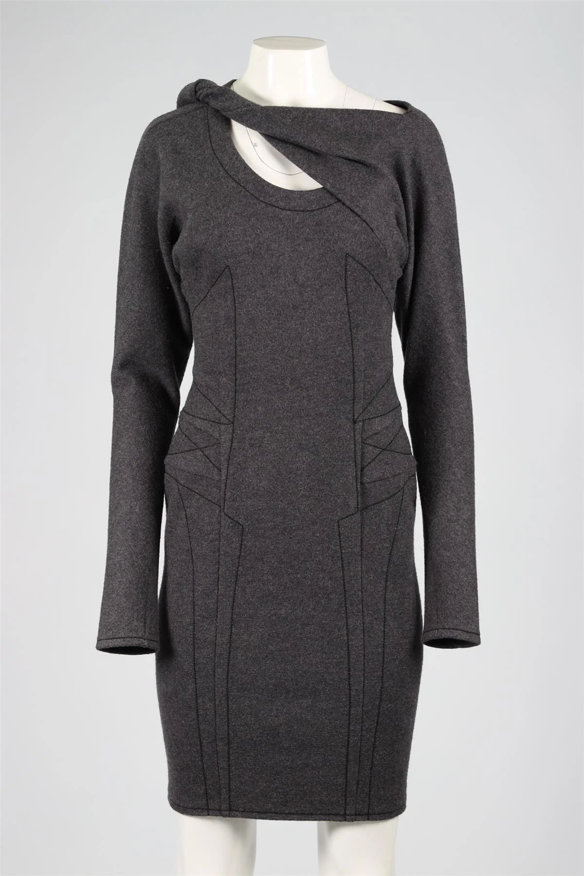 6267 GREY WOOL MIDI DRESS IT 40 UK 8 - Image 2
