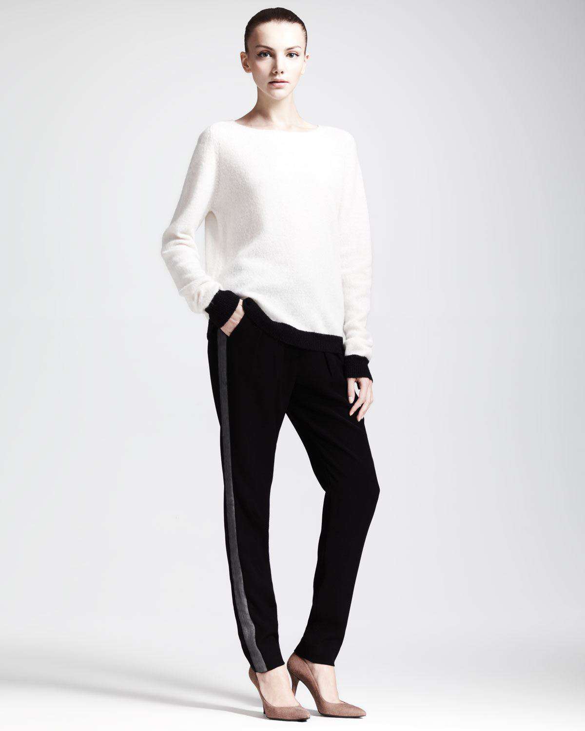 A.L.C. ALICE CREAM BLACK BOATNECK SWEATER JUMPER MEDIUM - Image 10
