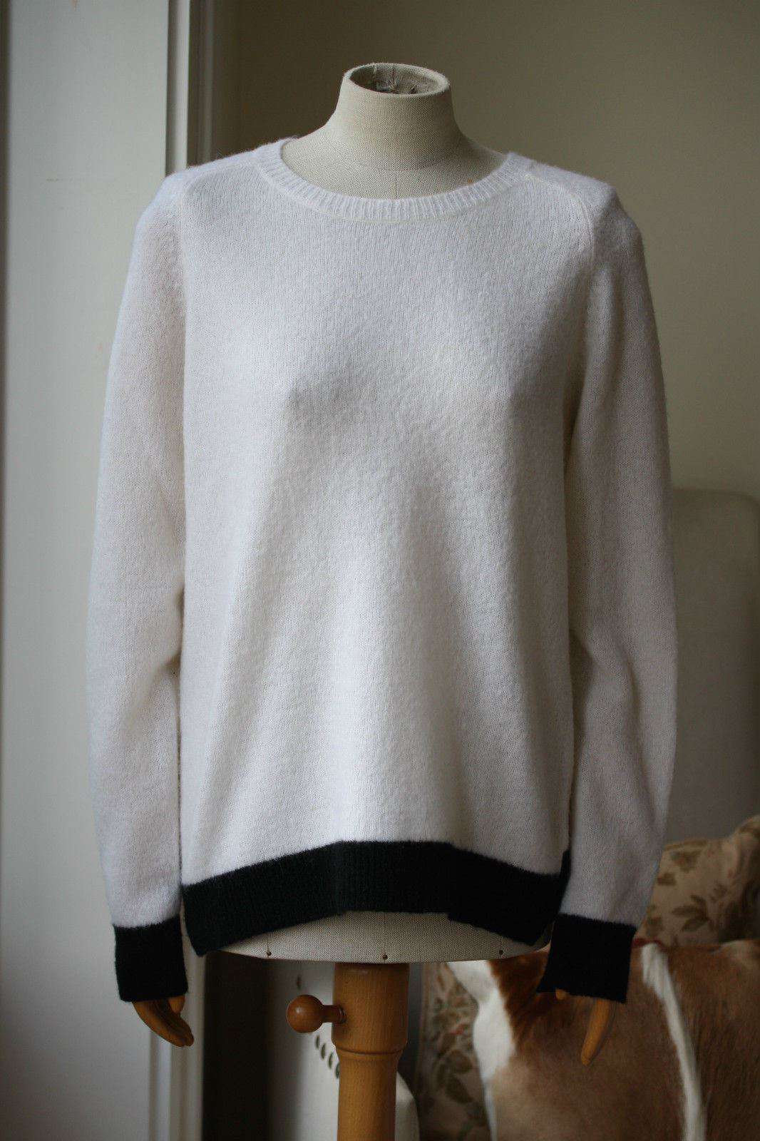 A.L.C. ALICE CREAM BLACK BOATNECK SWEATER JUMPER MEDIUM - Image 2