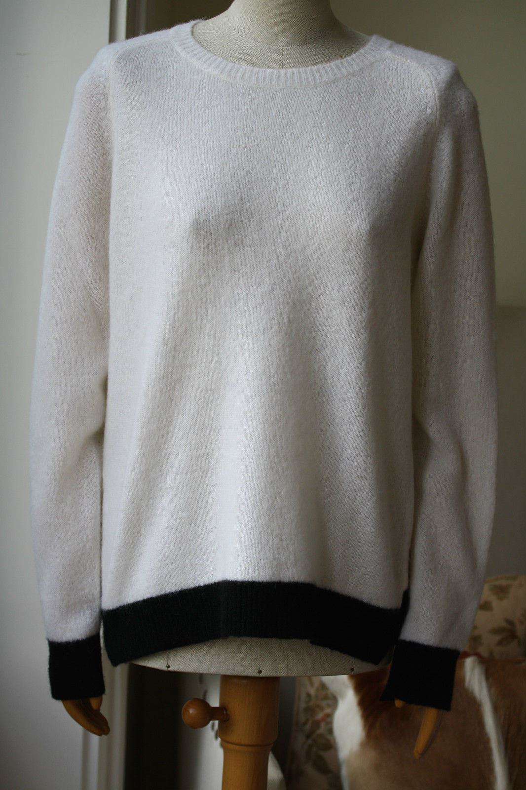 A.L.C. ALICE CREAM BLACK BOATNECK SWEATER JUMPER MEDIUM - Image 4