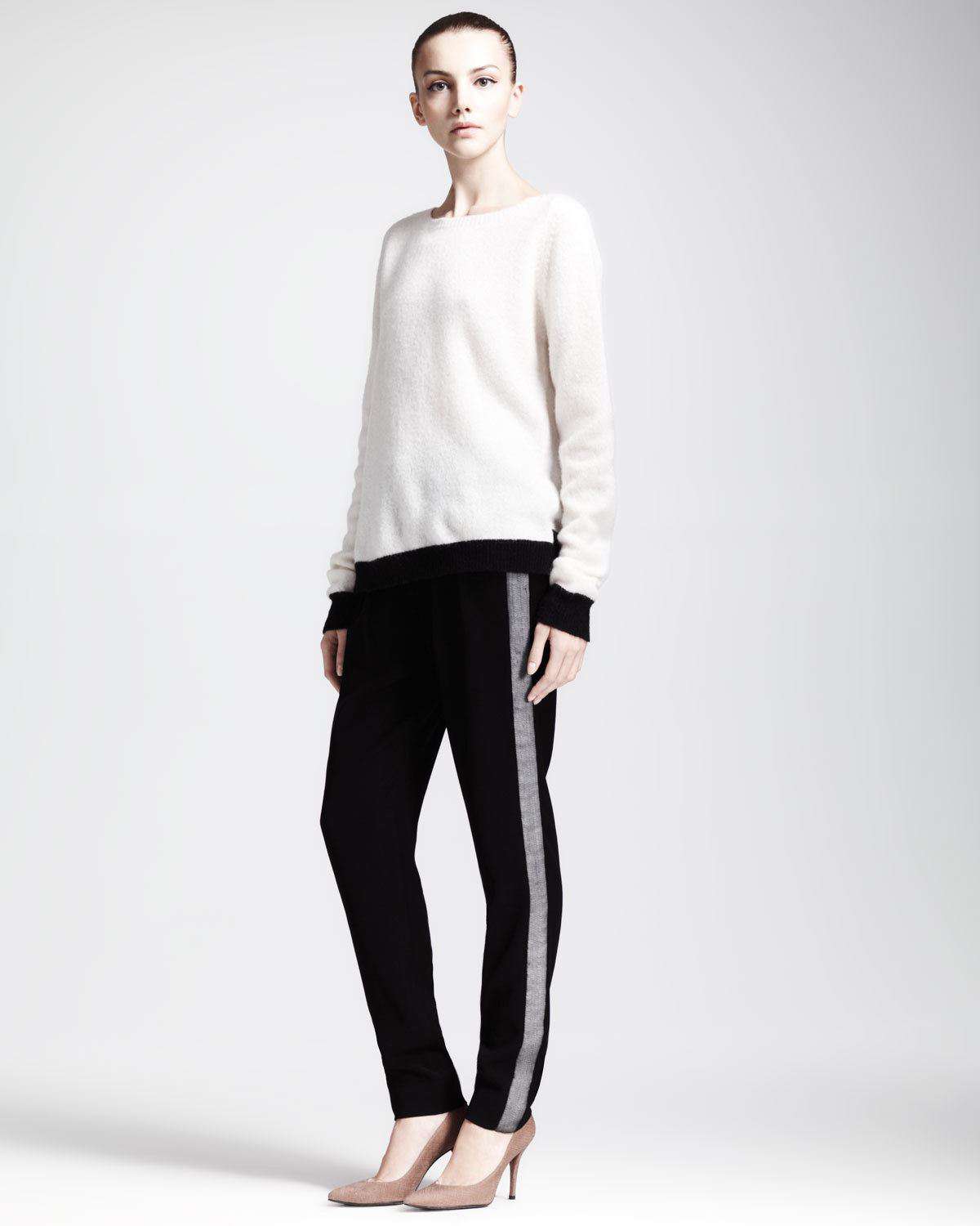 A.L.C. ALICE CREAM BLACK BOATNECK SWEATER JUMPER MEDIUM - Image 7