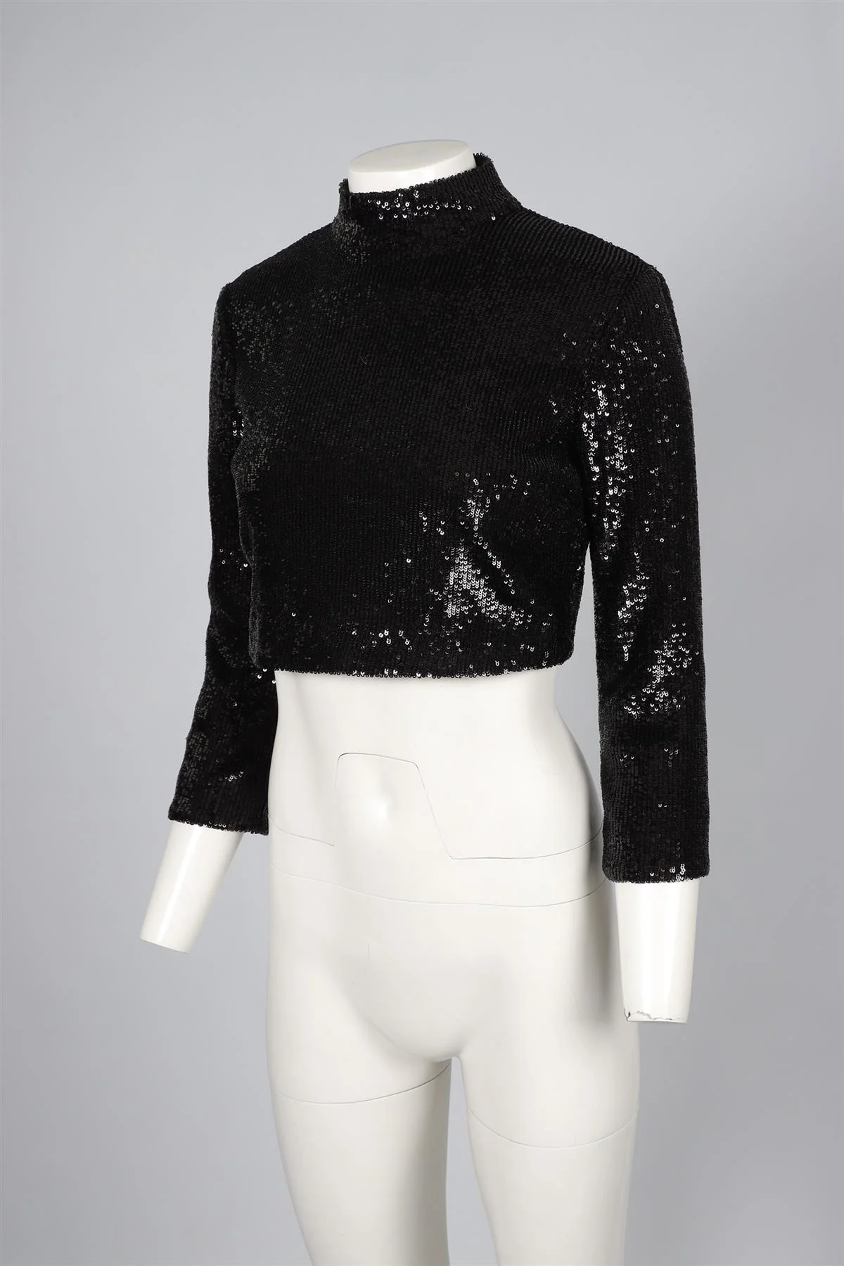 A.L.C. BLACK CROPPED SEQUIN TOP US 2 UK 6 - Image 3