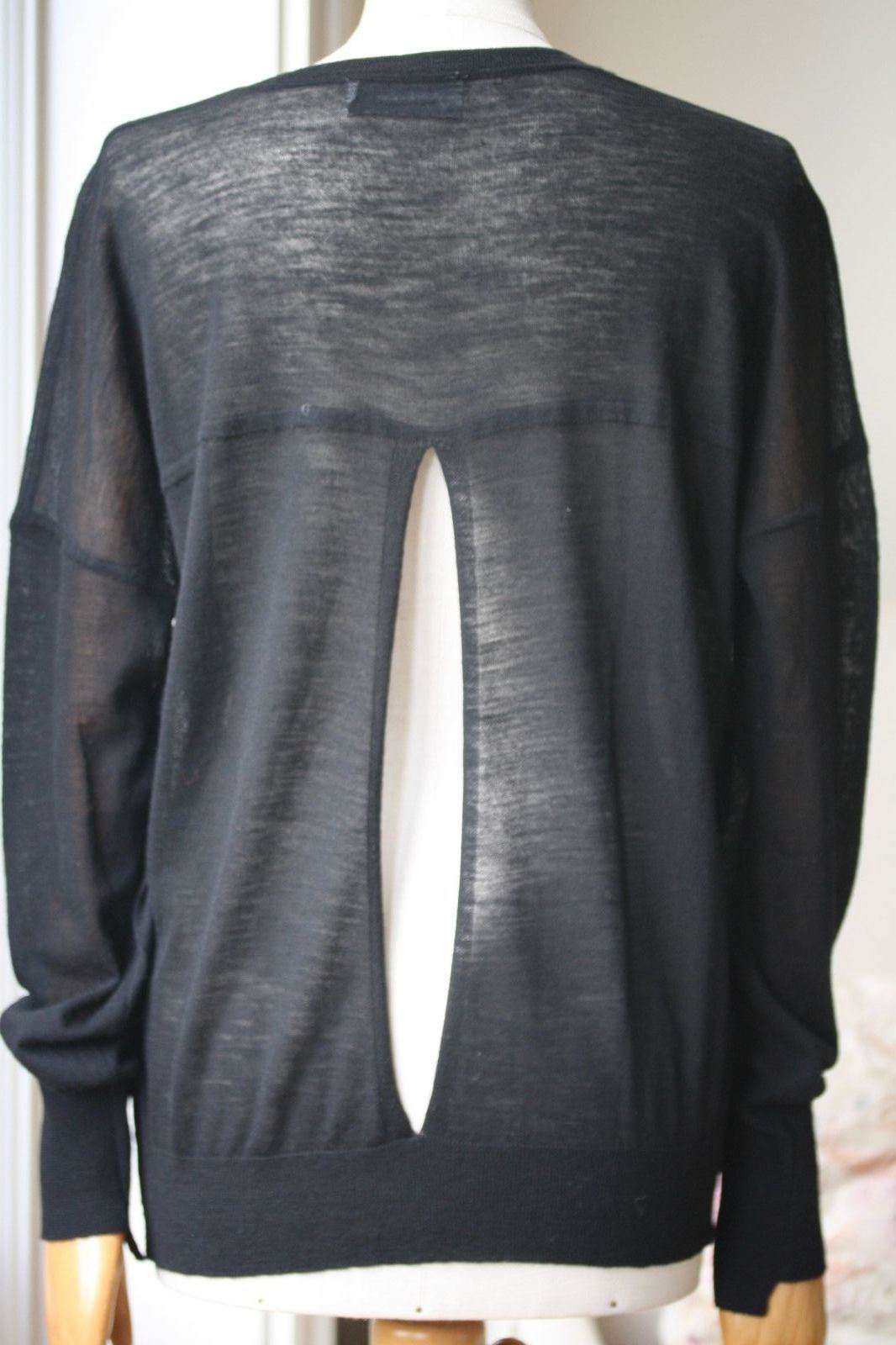 A.L.C. BLACK WOOL SLIT BACK SWEATER MEDIUM - Image 3