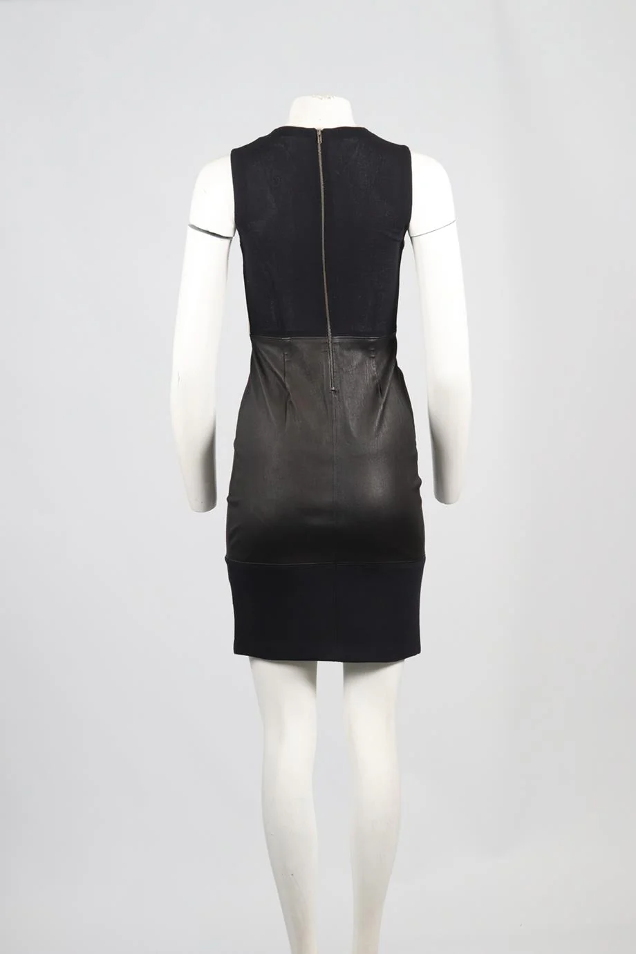 A.L.C. COTTON AND LEATHER MINI DRESS US 4 UK 8 - Image 4