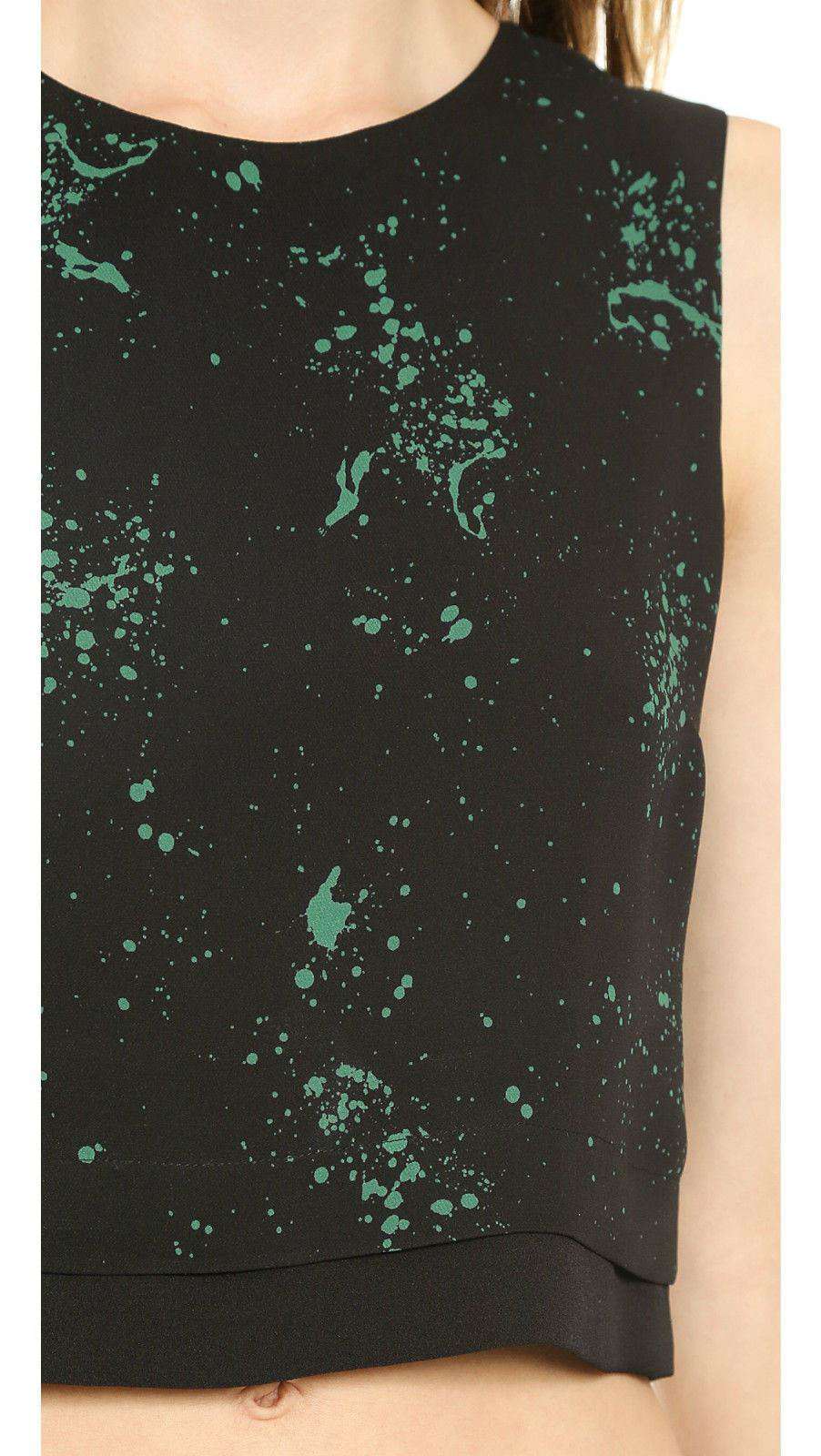A.L.C. DEVOE BLACK GREEN CROP TOP UK 6 - Image 3
