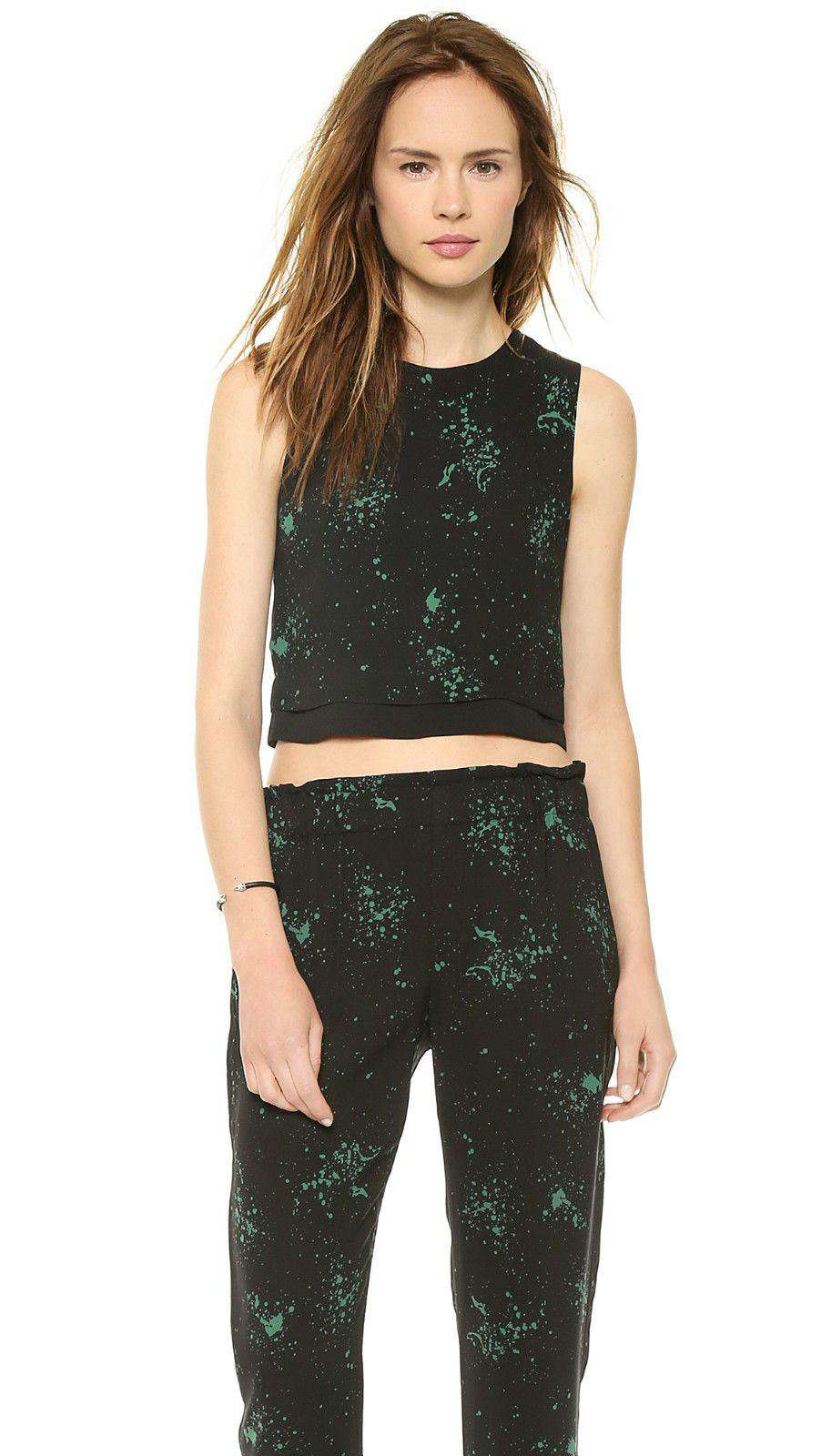 A.L.C. DEVOE BLACK GREEN CROP TOP UK 6 - Image 4