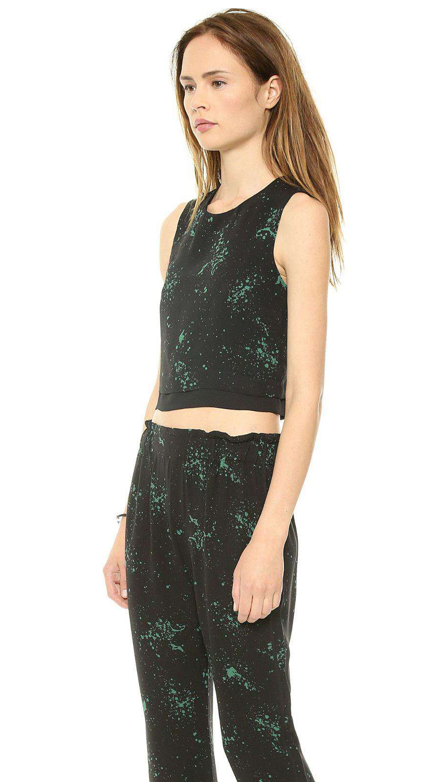 A.L.C. DEVOE BLACK GREEN CROP TOP UK 6 - Image 7