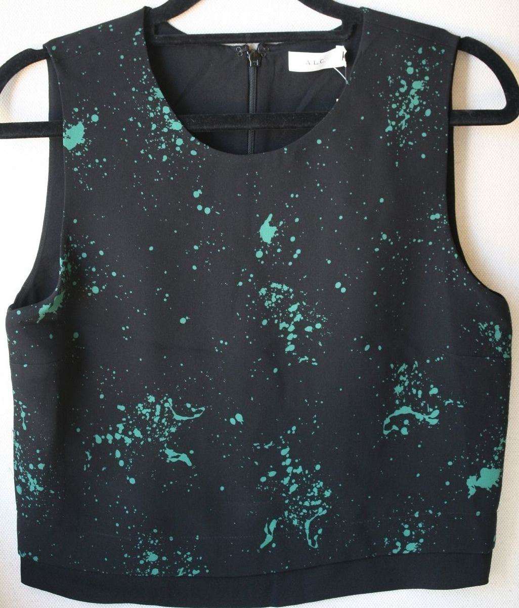 A.L.C. DEVOE BLACK GREEN CROP TOP UK 6 - Image 9