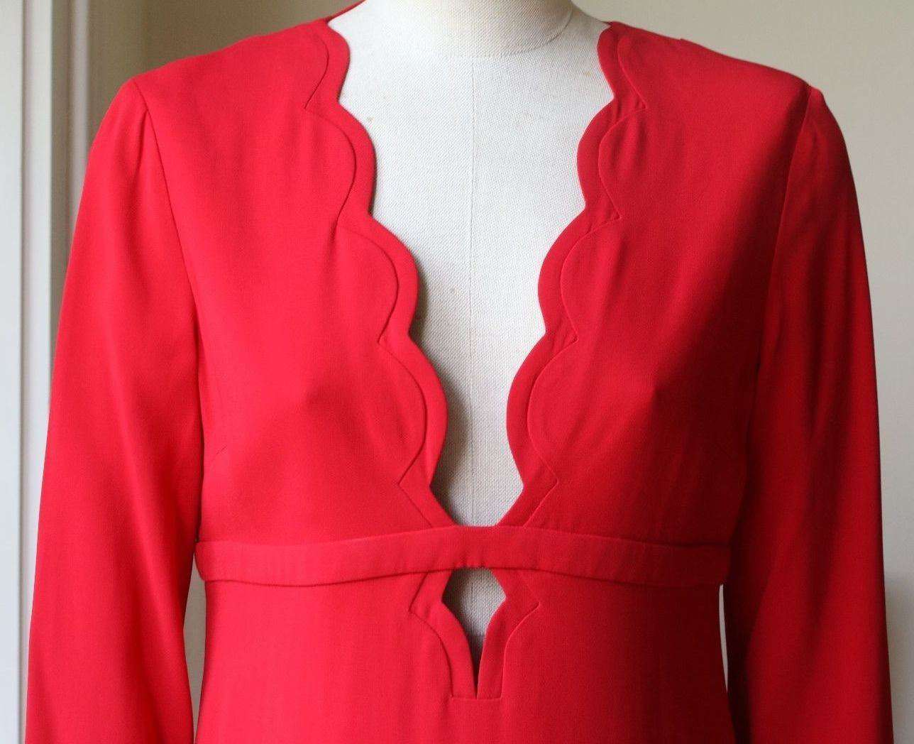 A.L.C. EVE SCALLOPED V-NECK CRIMSON DRESS US 8 UK 12 - Image 4