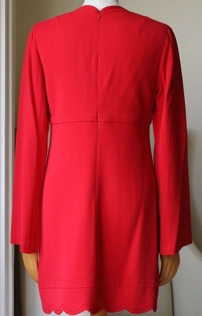 A.L.C. EVE SCALLOPED V-NECK CRIMSON DRESS US 8 UK 12 - Image 7