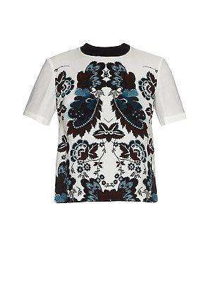 A.L.C. HALEY GARLAND-PRINT SILK PENCIL SKIRT AND WHITE PERALTA TOP US 2 UK 6/8 - Image 4