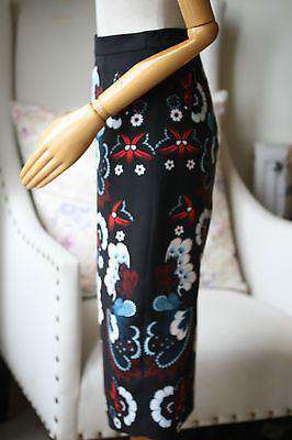 A.L.C. HALEY GARLAND-PRINT SILK PENCIL SKIRT AND WHITE PERALTA TOP US 2 UK 6/8 - Image 5