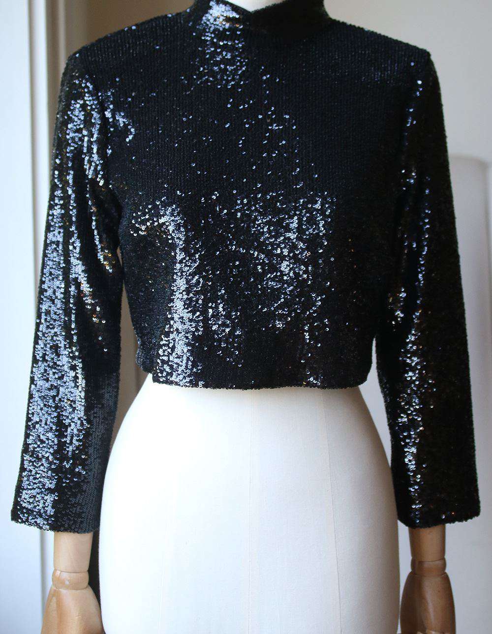 A.L.C. KEEGAN SEQUIN EMBELLISHED CROP TOP US 4 UK 8 - Image 3