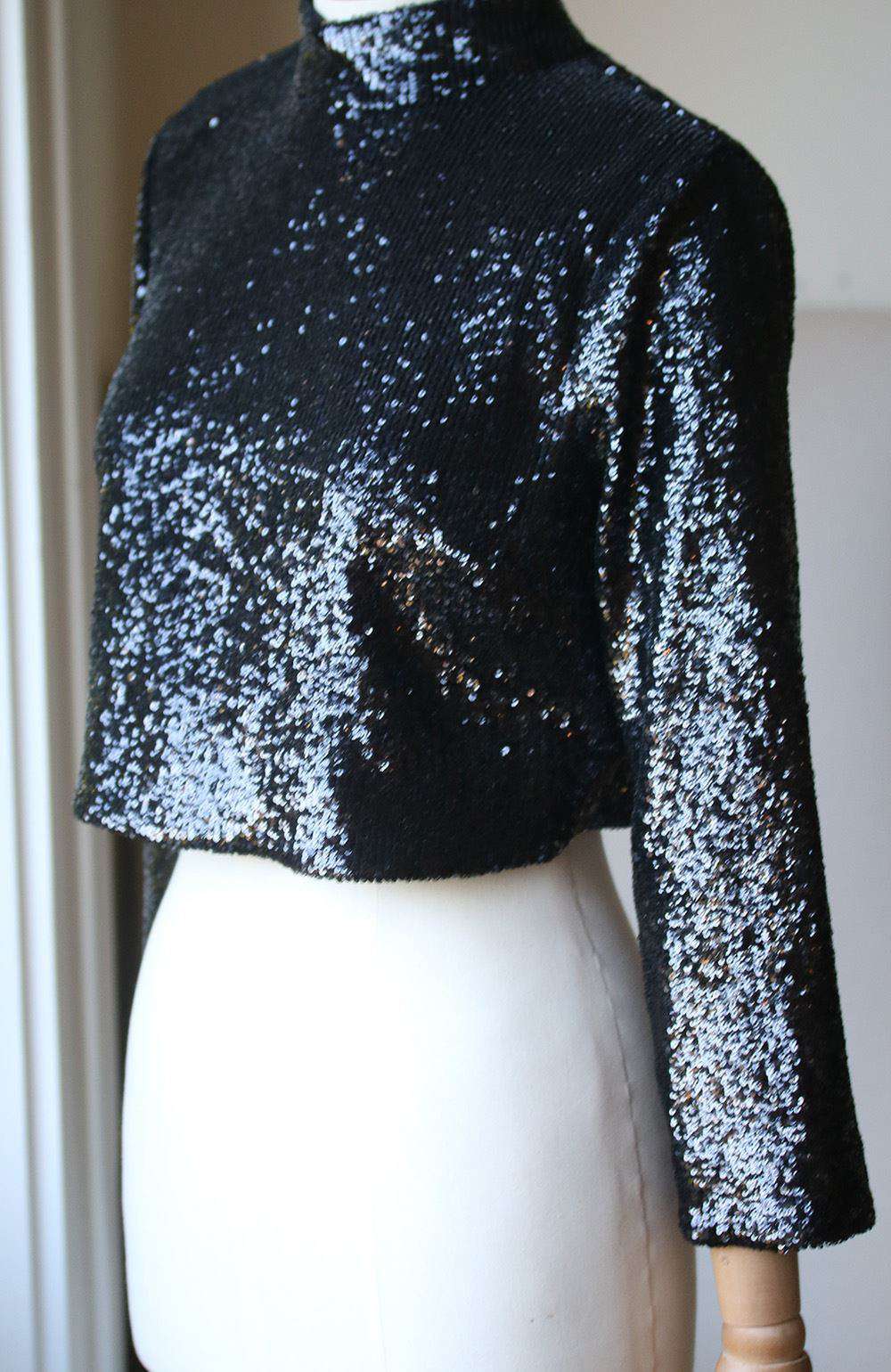 A.L.C. KEEGAN SEQUIN EMBELLISHED CROP TOP US 4 UK 8 - Image 4