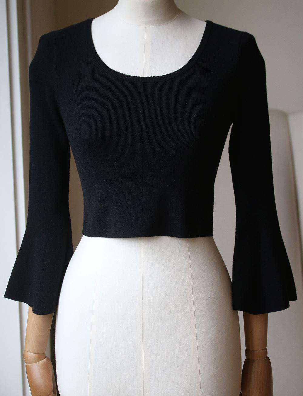 A.L.C. MARA CROPPED FLUTED MERINO WOOL BLEND TOP XSMALL - Image 3
