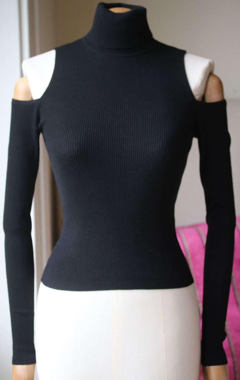 A.L.C. MERVYN RIBBED COLD SHOULDER SWEATER XSMALL - Image 2