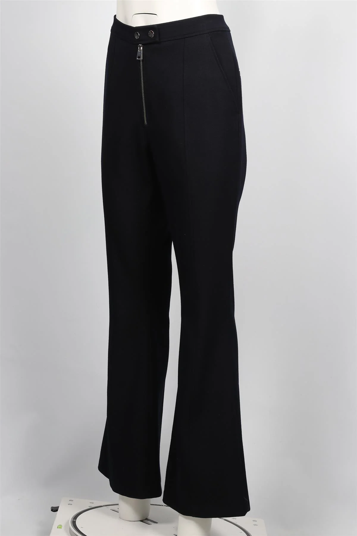 A.L.C. NAVY WOOL BLEND FLARED PANTS US 10 UK 14 - Image 3