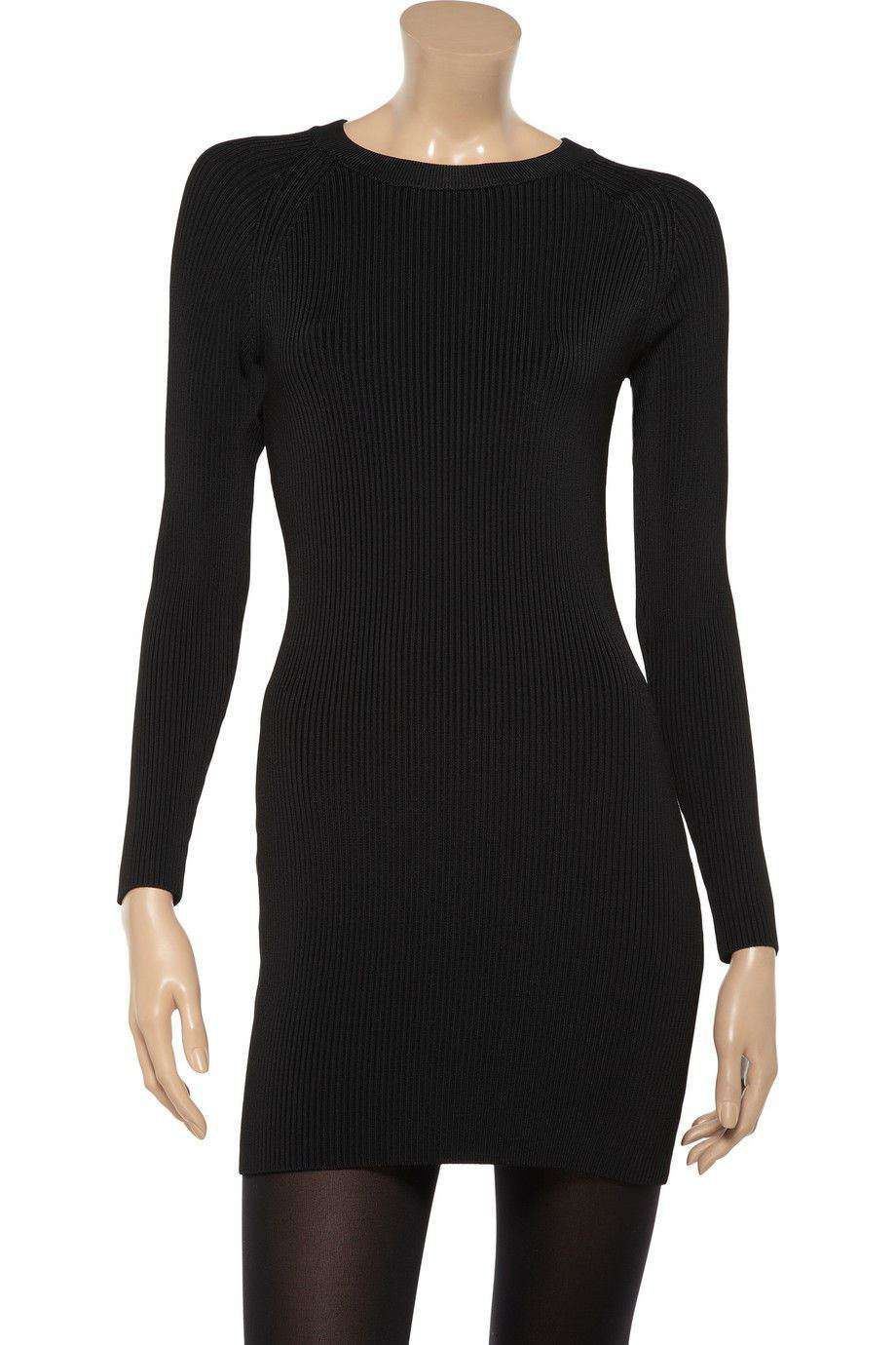 A.L.C. NICK BLACK RIBBED DRESS SMALL - Image 4