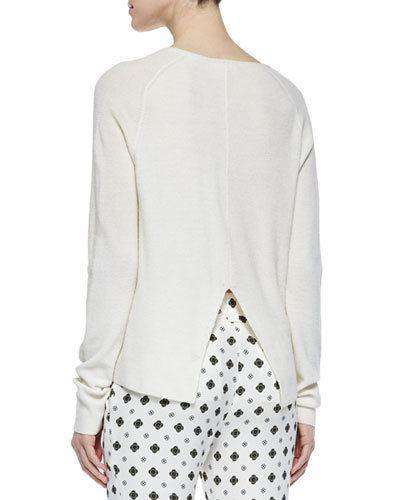 A.L.C. RHODES CREAM V-NECK SWEATER SMALL - Image 3