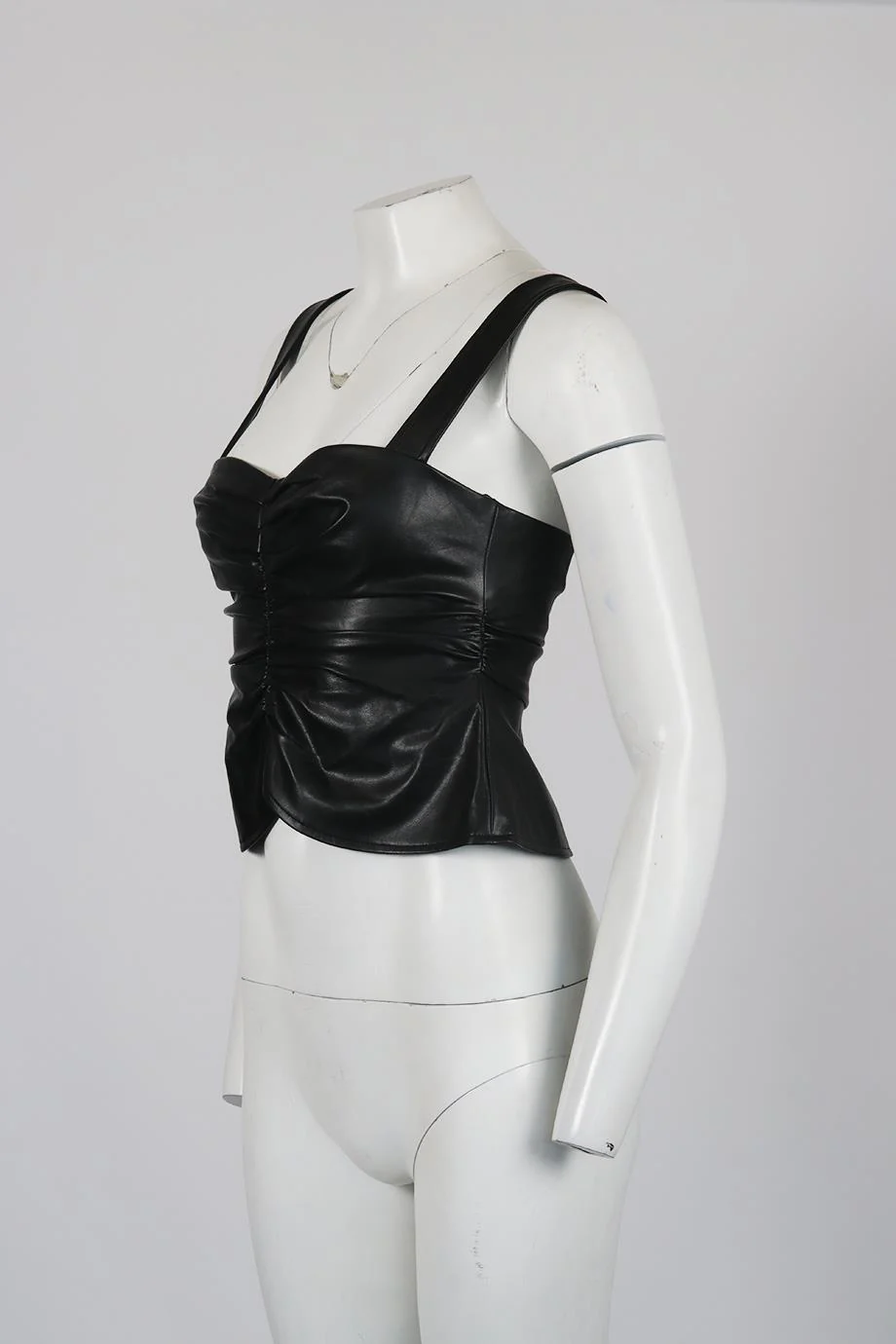A.L.C. RUCHED LEATHER TOP US 4 UK 8 - Image 3