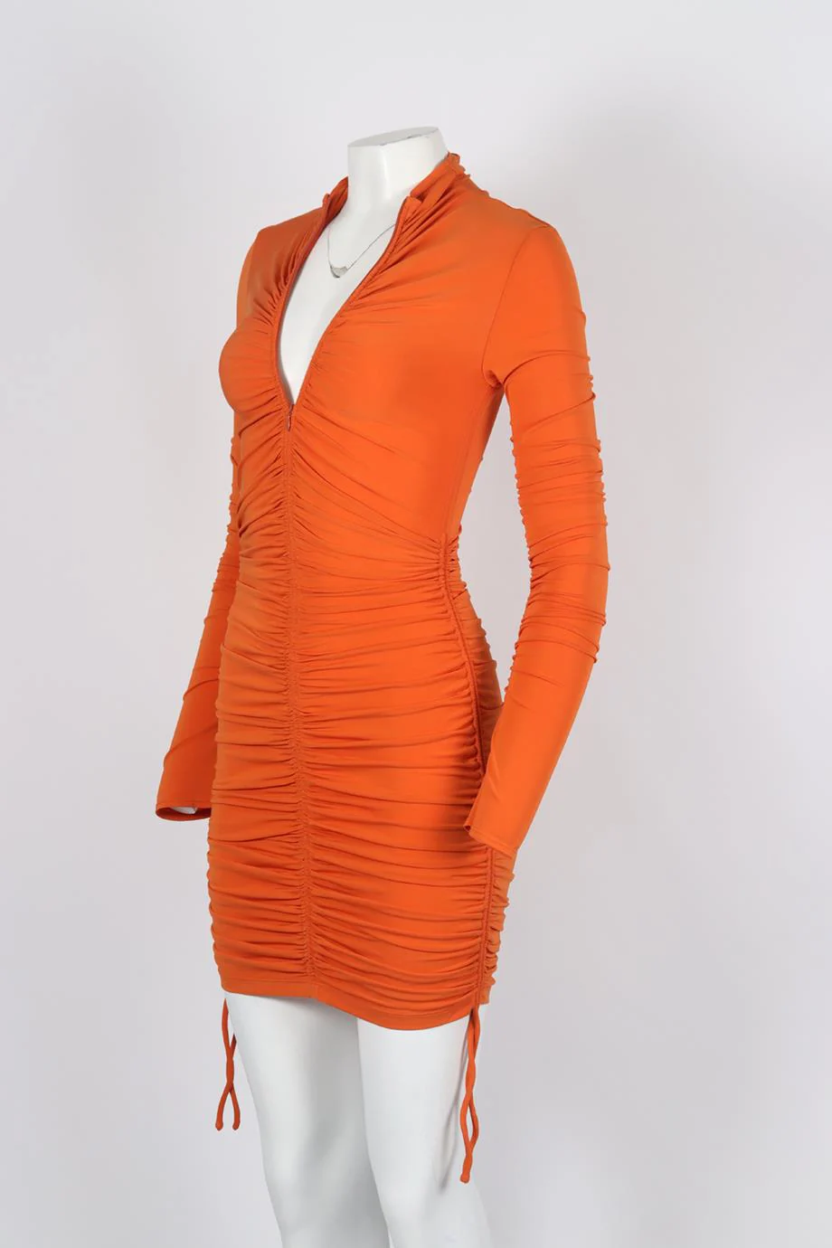 A.L.C. RUCHED STRETCH JERSEY MINI DRESS SMALL - Image 3