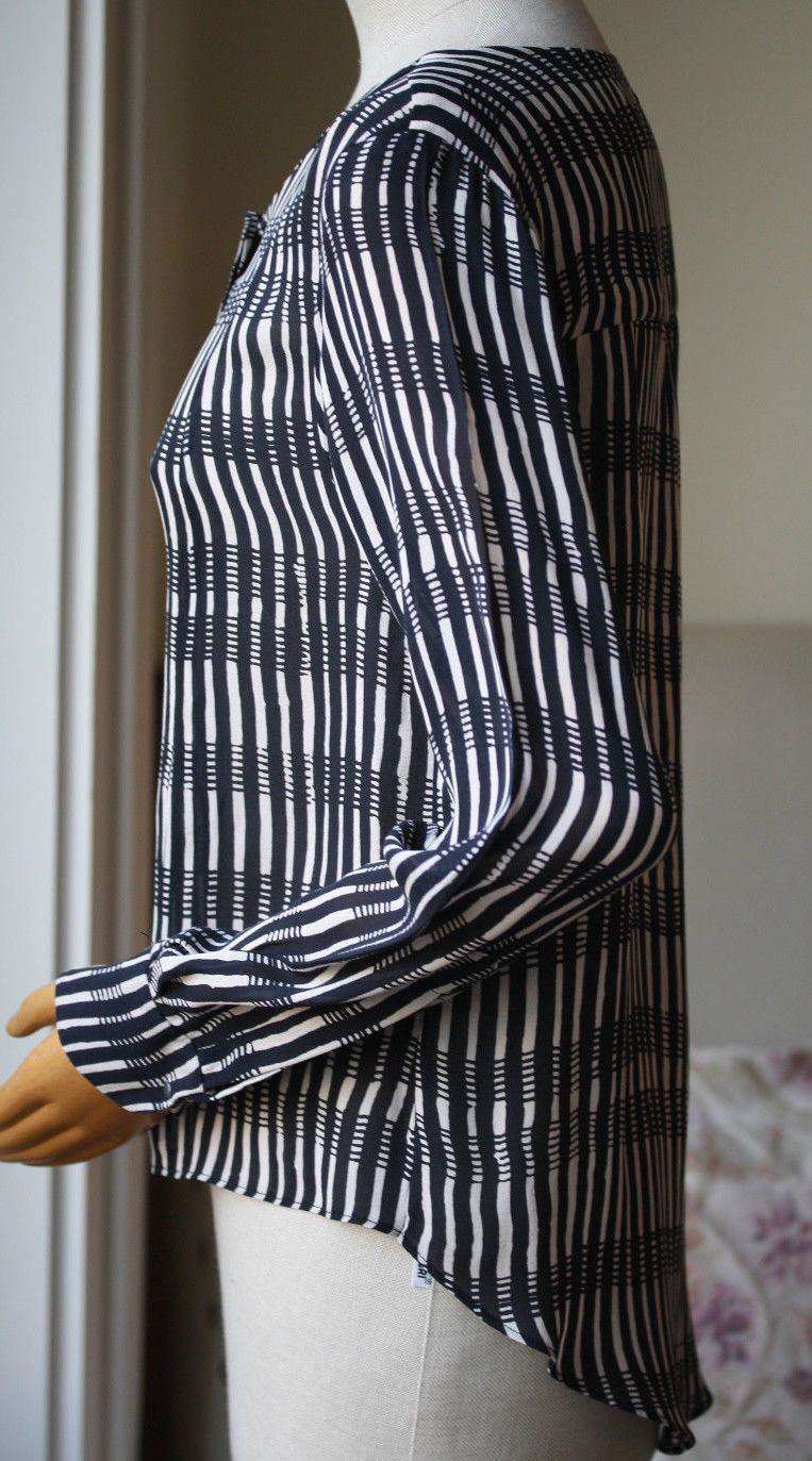 A.L.C. SIMONA BLACK STRIPED BLOUSE SMALL - Image 2