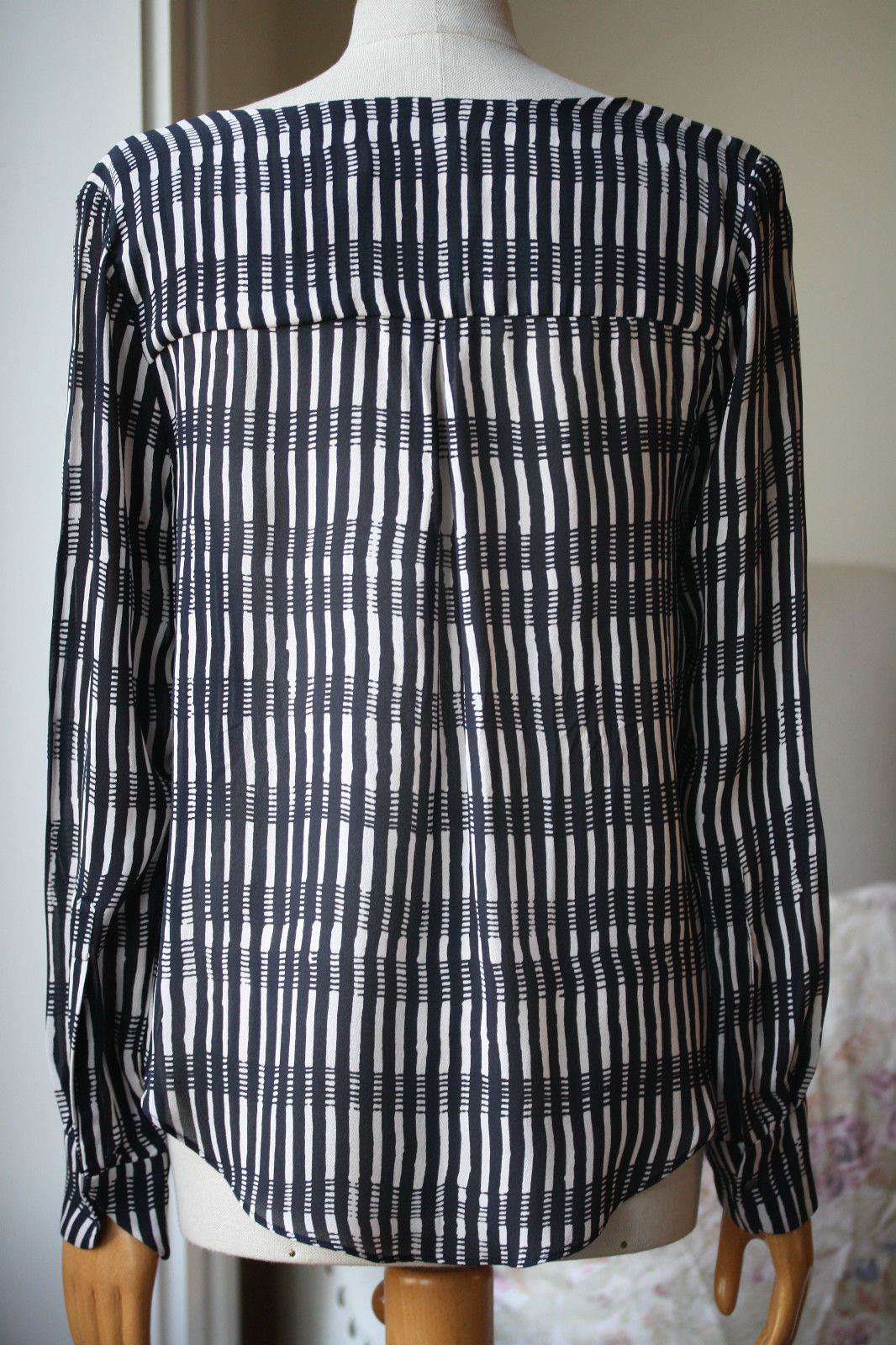 A.L.C. SIMONA BLACK STRIPED BLOUSE SMALL - Image 7