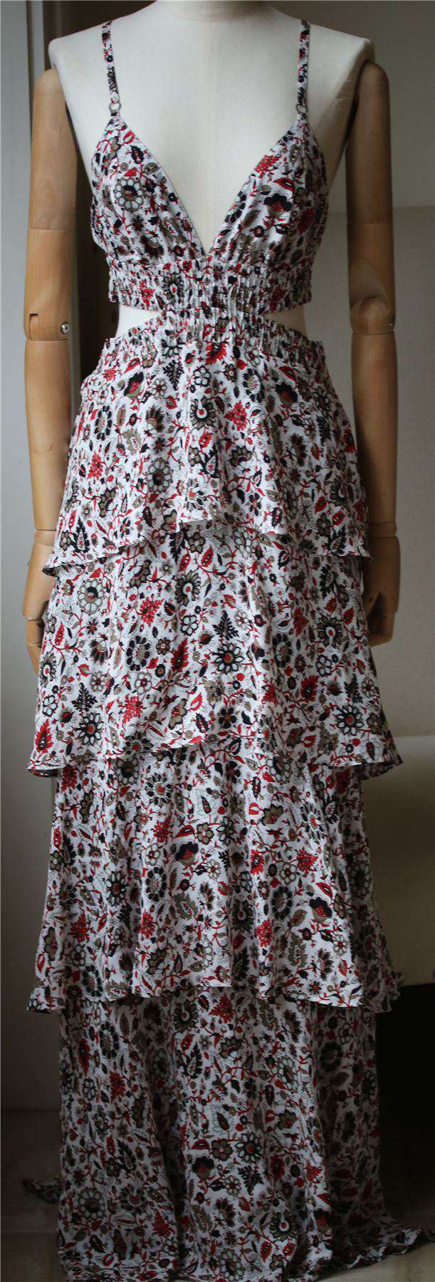 A.L.C. TITUS TIERED FLORAL SILK MAXI DRESS US 6 UK 10 - Image 3