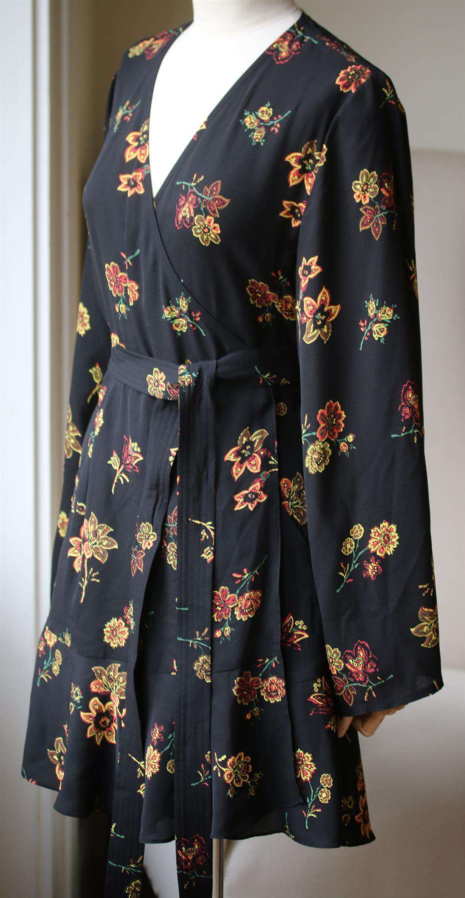 A.L.C. WHITNEY FLORAL PRINT WRAP DRESS US 8 UK 12 - Image 2
