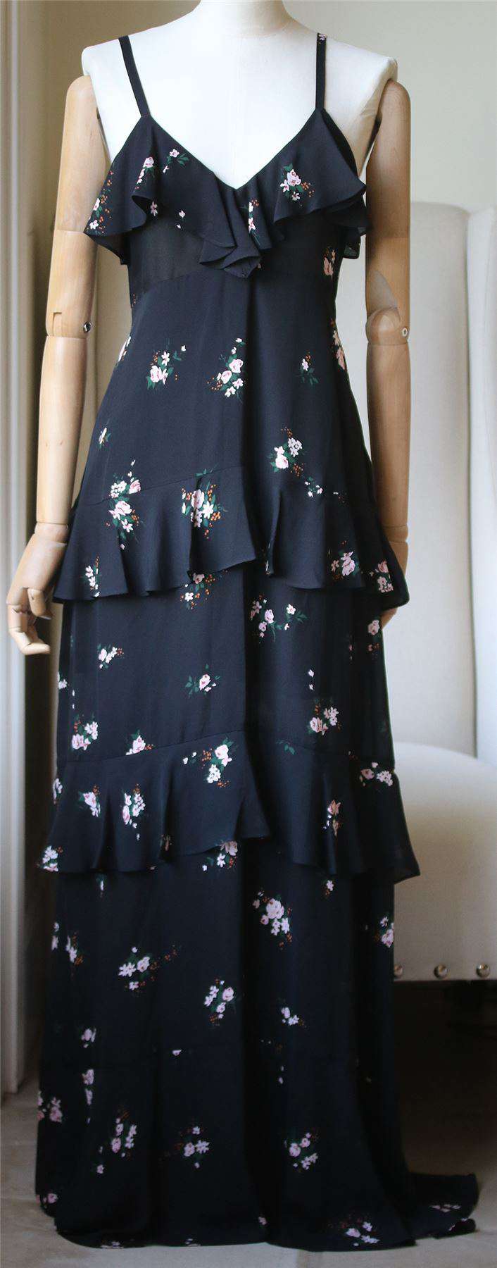 A.L.C. ZAYDENA TIERED SILK MAXI DRESS US 2 UK 6 - Image 3