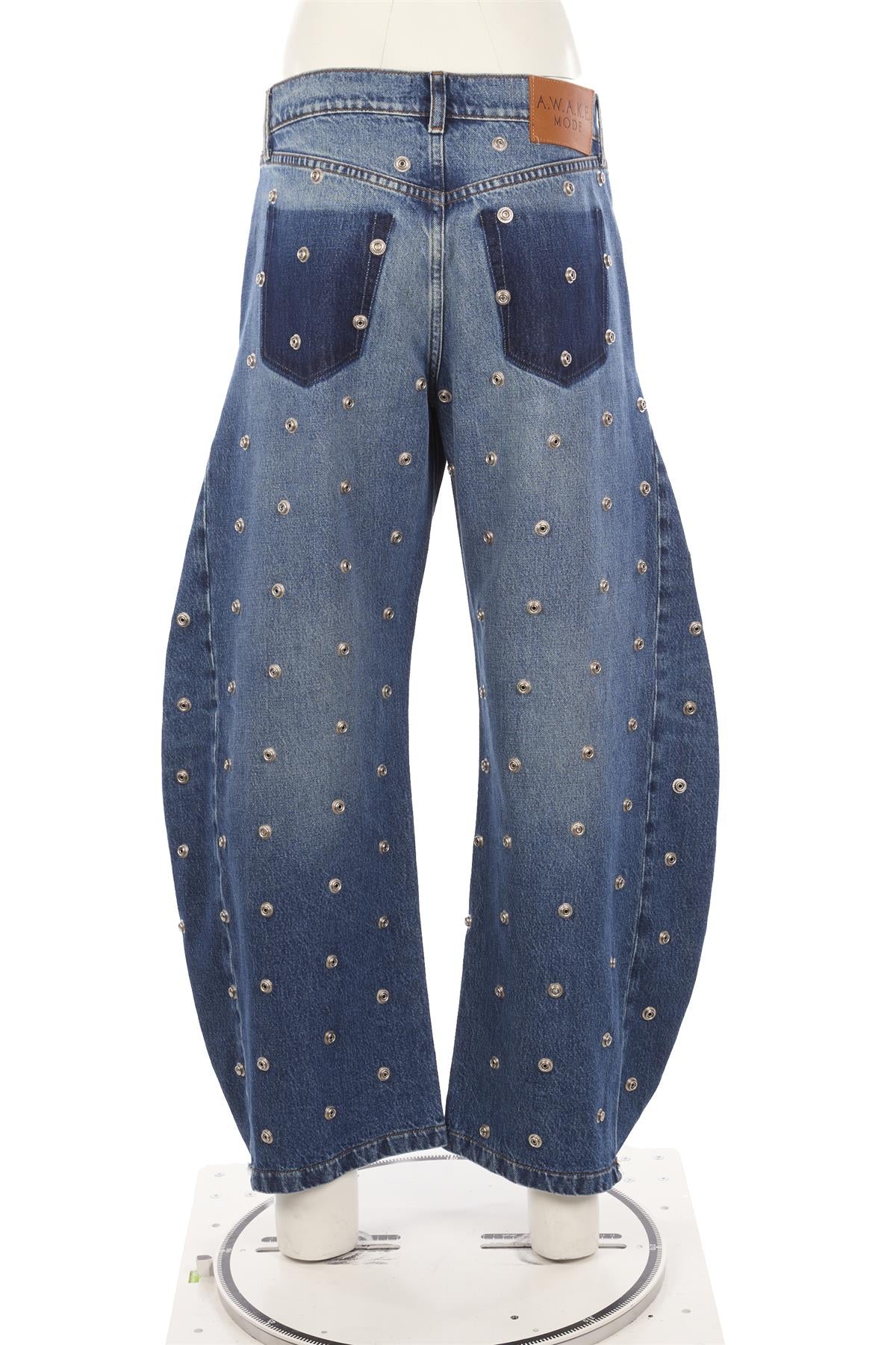 A.W.A.K.E MODE BLUE HIGH RISE BARREL LEG JEANS FR 42 UK 14 - Image 4