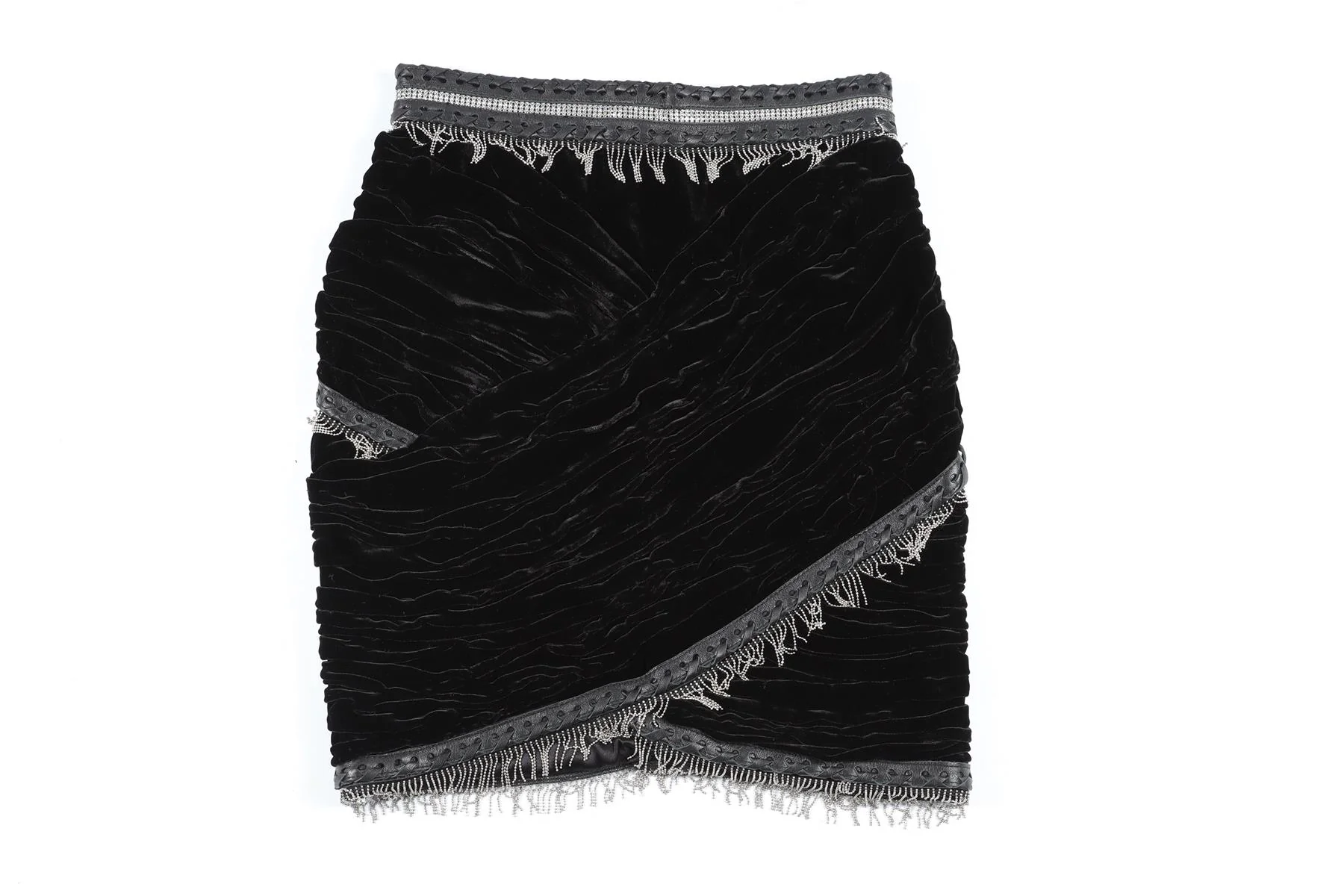 AADNEVIK BLACK VELVET MINI SKIRT XSMALL - Image 2