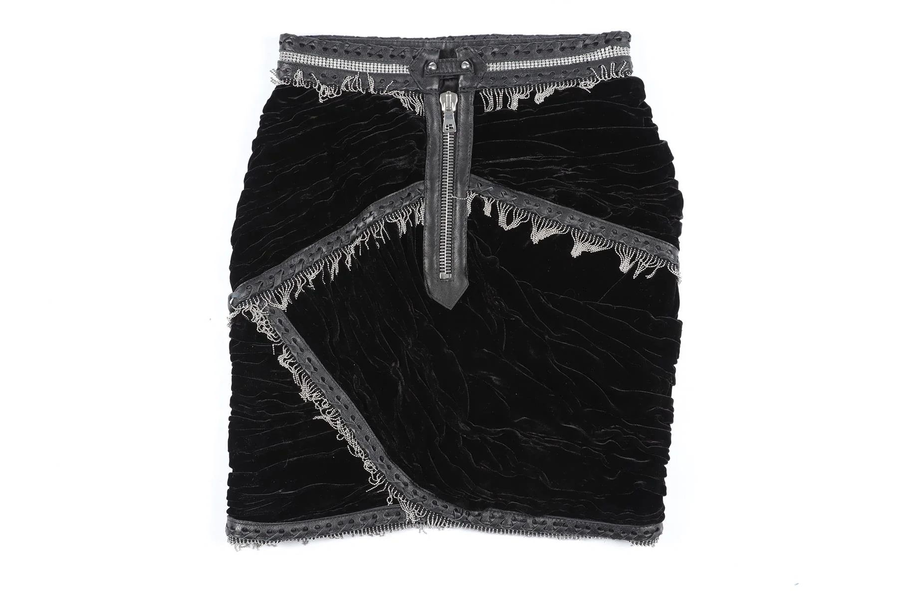 AADNEVIK BLACK VELVET MINI SKIRT XSMALL - Image 4