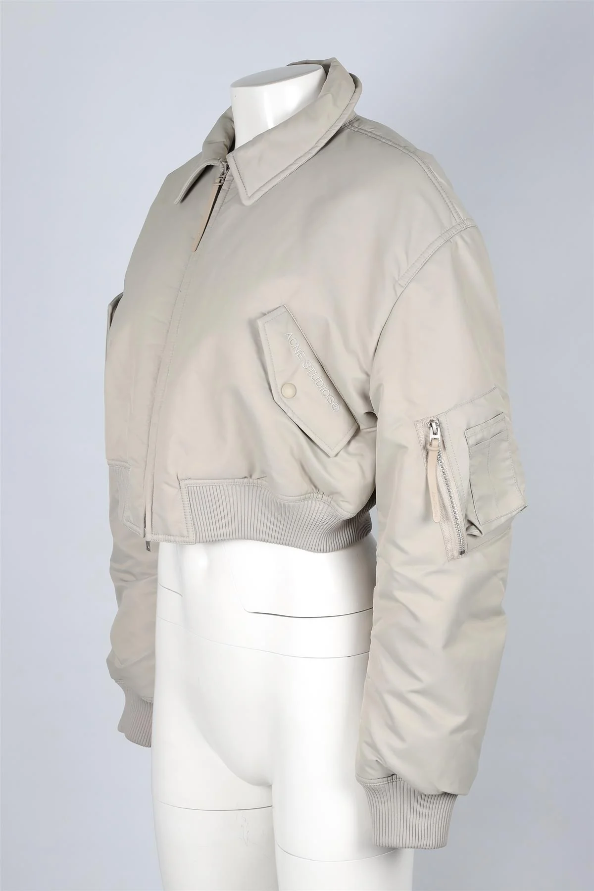 ACNE STUDIOS GREY SHELL BOMBER JACKET EU 38 UK 10 - Image 3