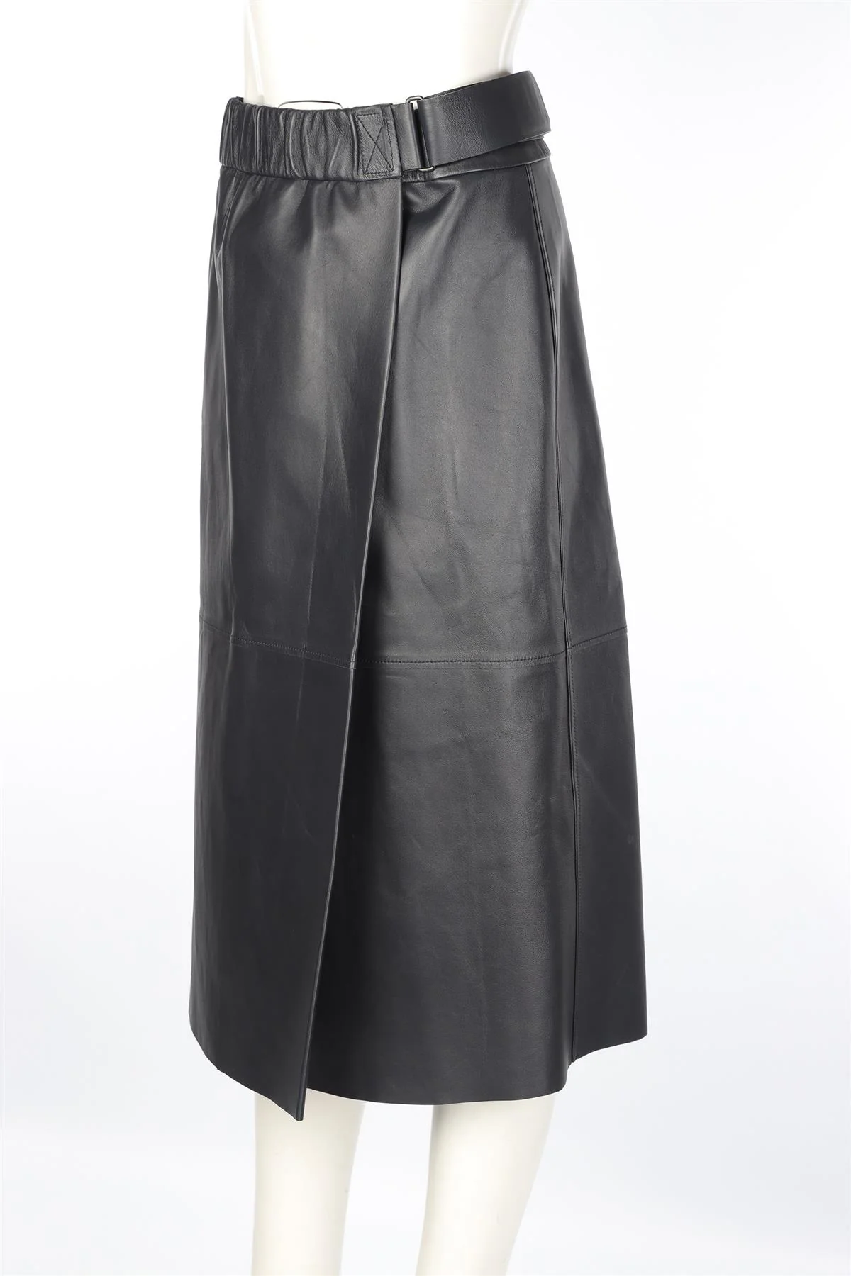 ACNE STUDIOS NAVY LEATHER MIDI SKIRT UK 10 - Image 3