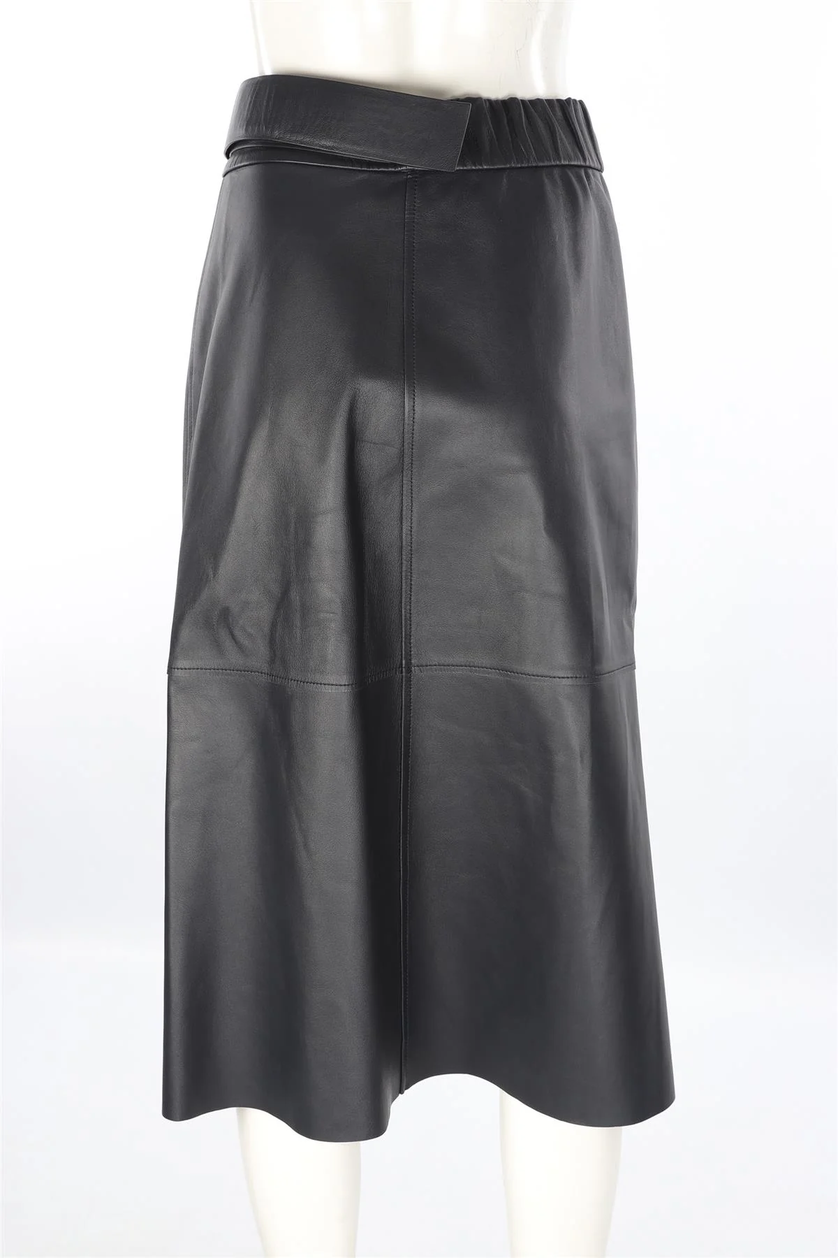 ACNE STUDIOS NAVY LEATHER MIDI SKIRT UK 10 - Image 4