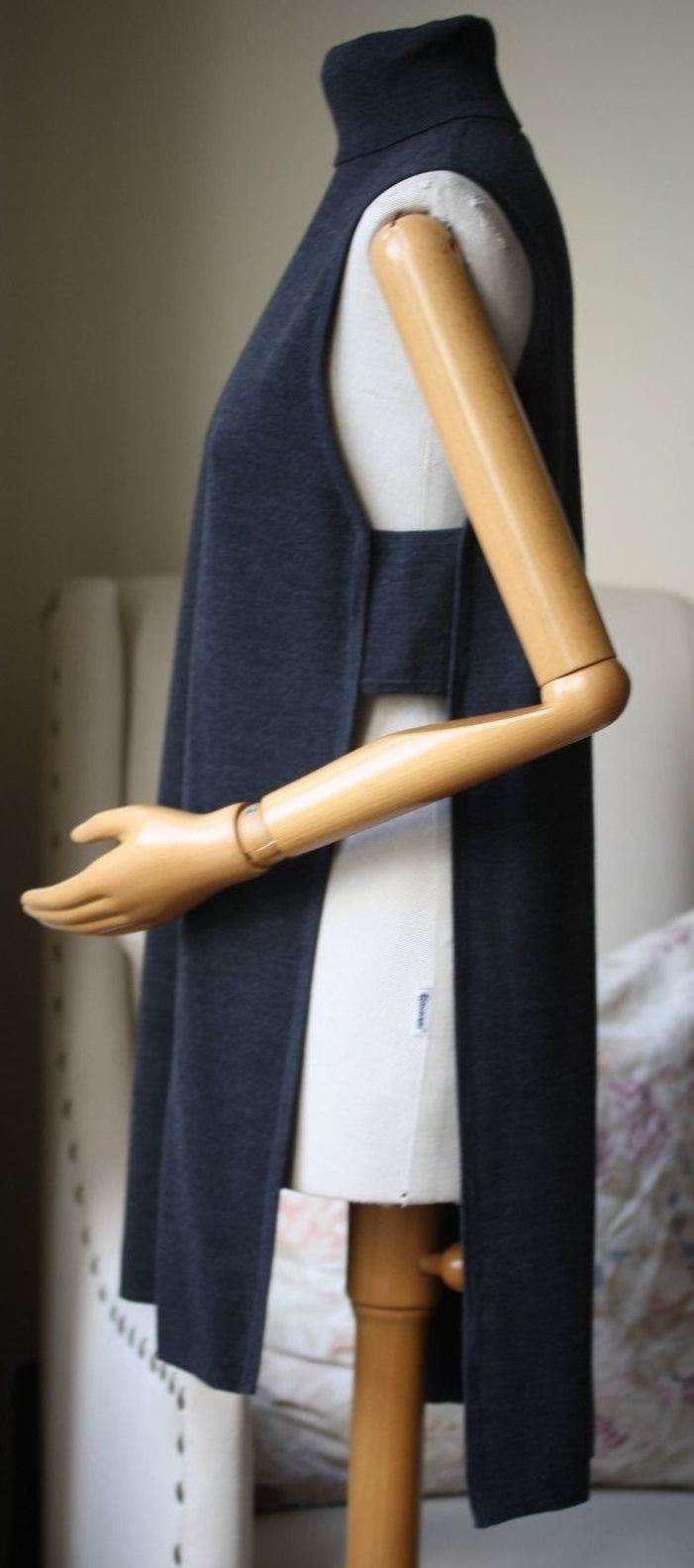 ADAM LIPPES SLEEVELESS DOUBLE FACED MERINO WOOL TUNIC TOP SMALL - Image 2