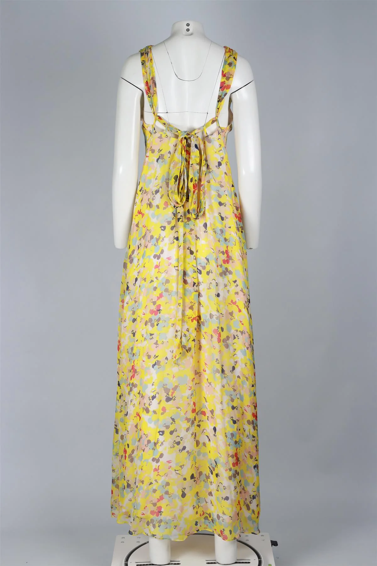 ADAM LIPPES YELLOW SILK MAXI DRESS UK 12 - Image 4