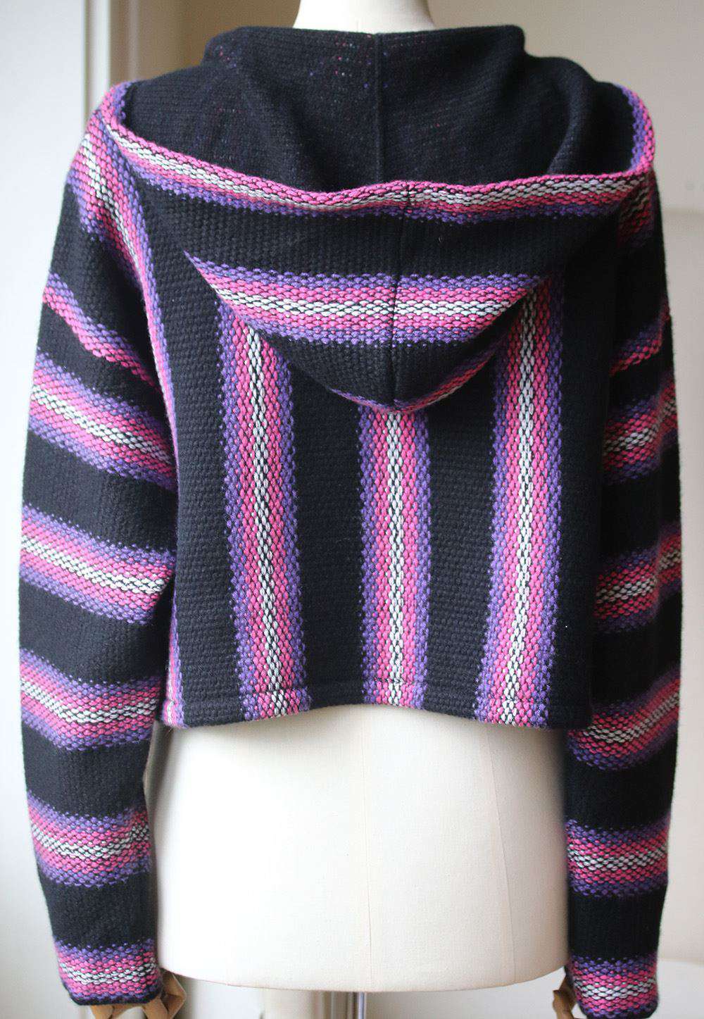 ADAPTATION BAJA STRIPED CASHMERE CROPPED HOODIE SMALL - Image 5