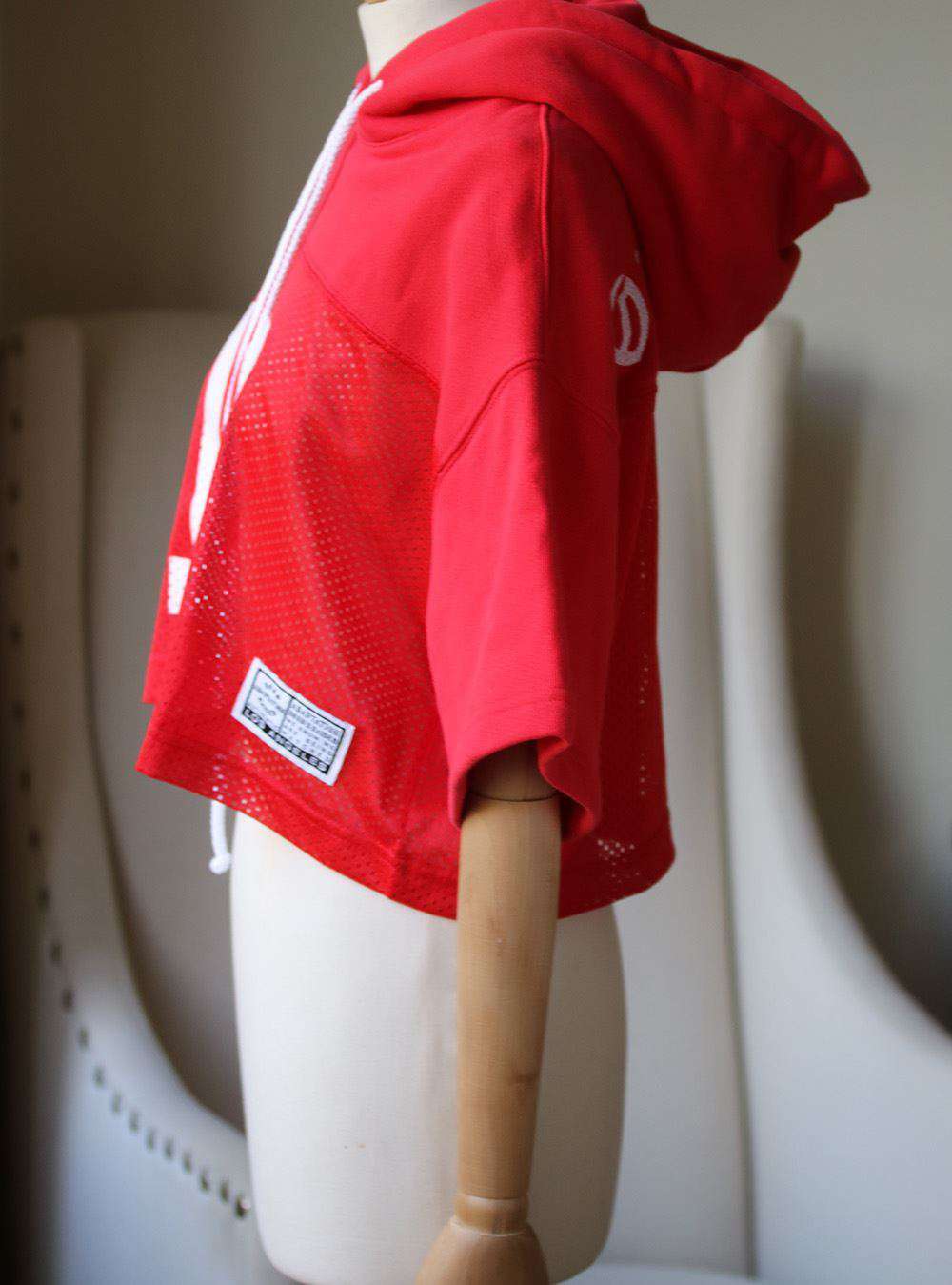 ADAPTATION / BORN X RAISED CROPPED FOOTBALL JERSEY HOODIE SMALL - Image 4