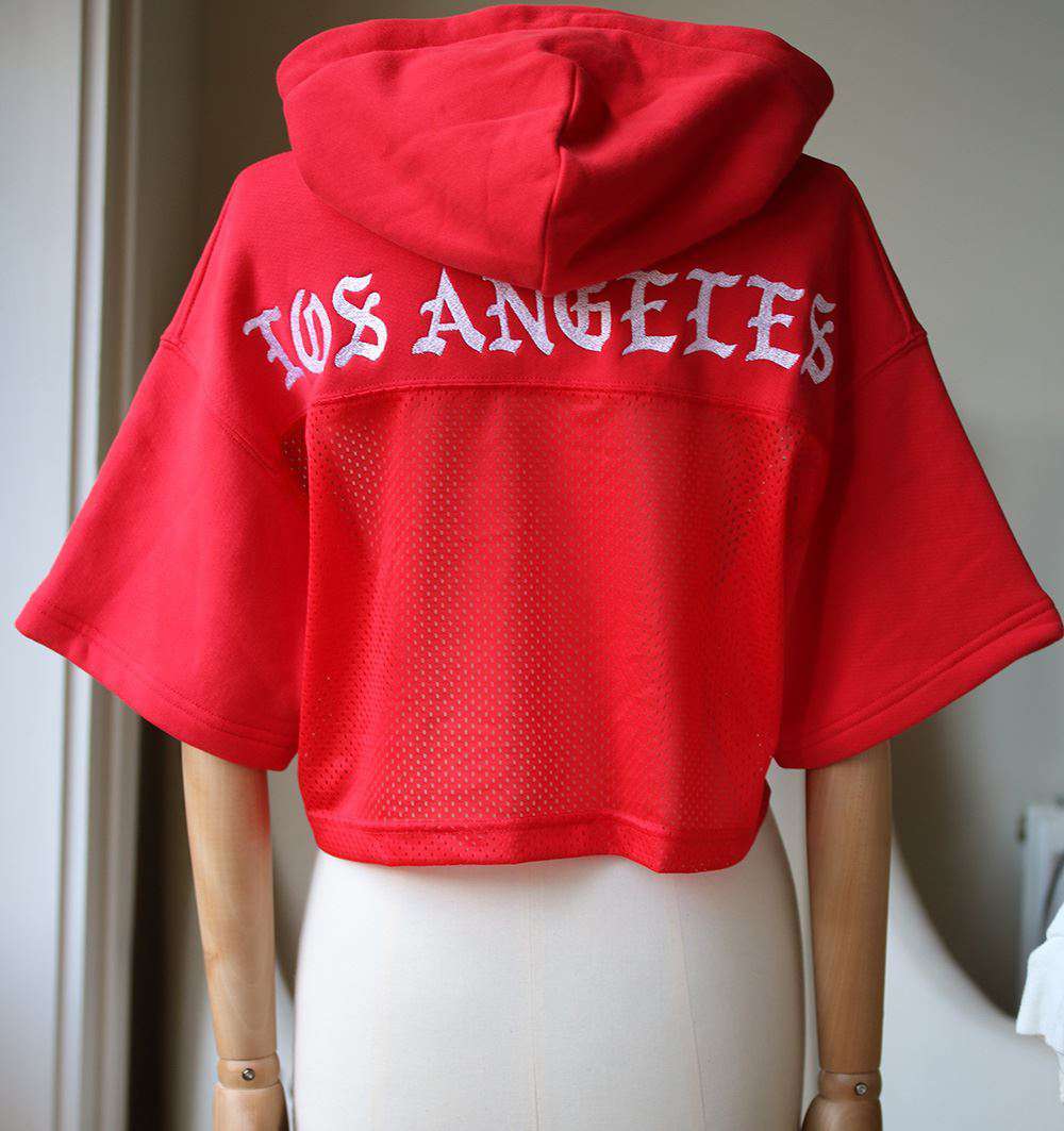 ADAPTATION / BORN X RAISED CROPPED FOOTBALL JERSEY HOODIE SMALL - Image 5