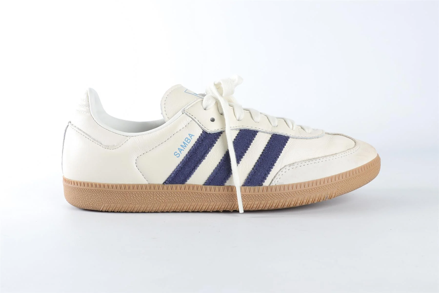 ADIDAS CREAM MEN'S SAMBA OFF WHITE DARK BLUE CLEAR SKY SNEAKERS EU 42 UK 8 US 9.5 - Image 2