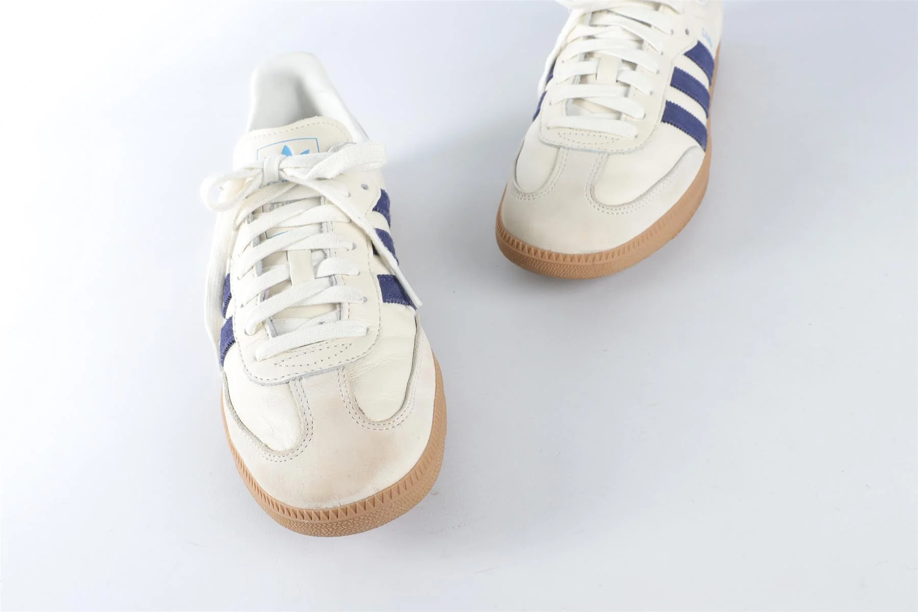 ADIDAS CREAM MEN'S SAMBA OFF WHITE DARK BLUE CLEAR SKY SNEAKERS EU 42 UK 8 US 9.5 - Image 4